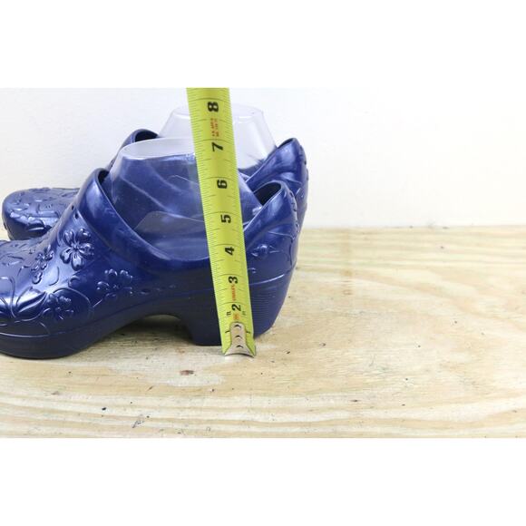Dansko Clogs 40 Womens Blue Rubber Pixie Floral Molded Slip On Shoes - Picture 7 of 13